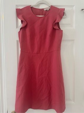 Loft Pink Ruffle Sleeve Sheath Dress